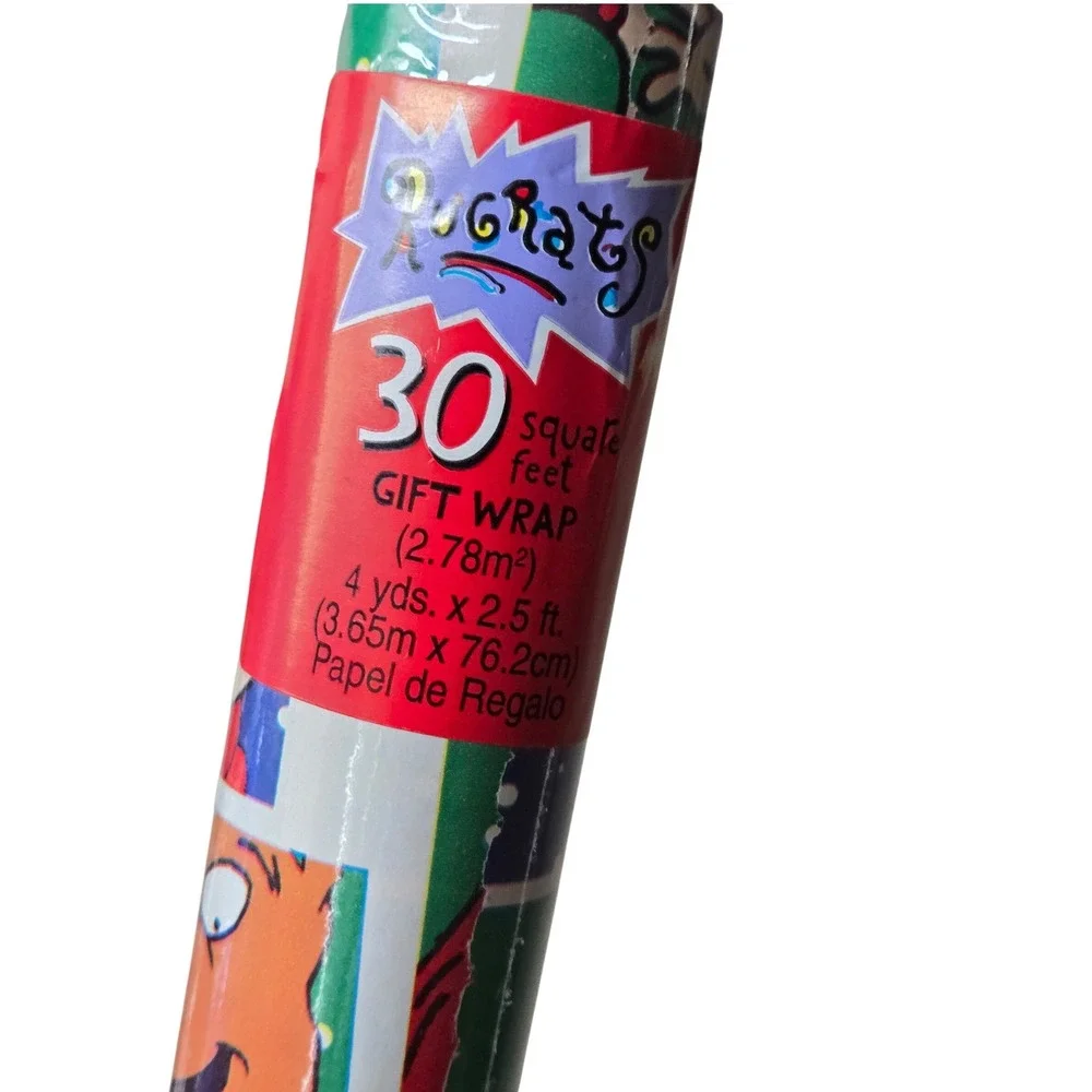 Vintage 1999 Rugrats Christmas Gift Wrap Nickelodeon Klasky Csupo 30 Sq Ft NOS